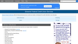 Edwards Federal Credit Union Services: Savings, Checking, Loans