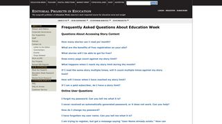 Frequently Asked Questions About Education Week
