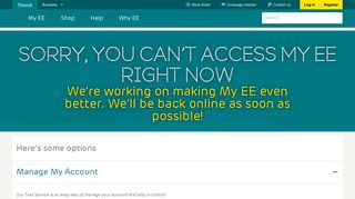 unlock device - log in to My EE
