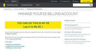 Manage your EE billing account | Help | EE