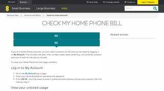Check my home phone bill | Help | EE