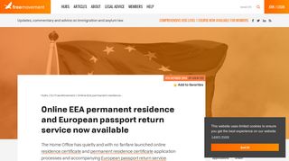 Online EEA permanent residence and European passport return ...