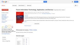 Future Information Technology, Application, and Service: FutureTech 2012
