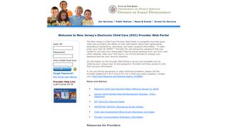 New Jersey's Electronic Child Care (ECC) Provider Web Portal Login