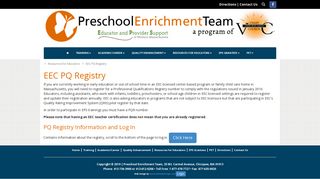 EEC PQ Registry - Preschool Enrichment Team
