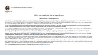 EEOC Launches Online Charge Status System