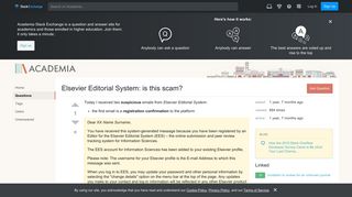 peer review - Elsevier Editorial System: is this scam? - Academia ...