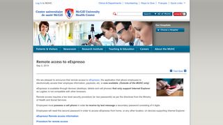 Remote access to eEspresso | McGill University Health Centre
