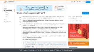 Create a login page using EF WPF - Stack Overflow