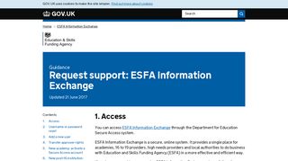 Request support: ESFA Information Exchange - GOV.UK