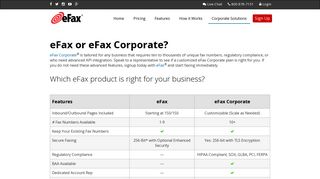 eFax & eFax Corporate Business Fax Services Comparison - eFax