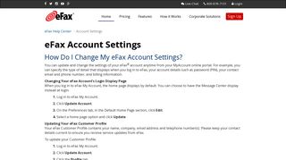 eFax Account Settings - eFax®