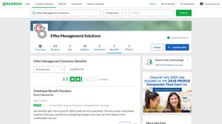 Effex Management Solutions Employee Benefits and Perks | Glassdoor