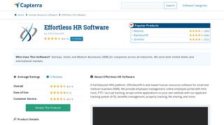 Effortless HR Software Reviews and Pricing - 2019 - Capterra