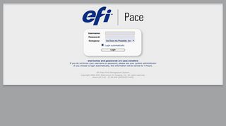 EFI Pace Print Management System Powered by EFI: Login