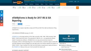 eFileMyForms is Ready for 2017 IRS & SSA Reporting | Benzinga