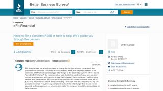 eFit Financial | Complaints | Better Business Bureau® Profile