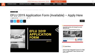 EFLU 2019 Application Form | AglaSem Admission