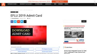 EFLU 2019 Admit Card | AglaSem Admission