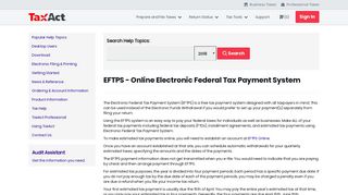 EFTPS - Online Electronic Federal Tax Payment System - TaxAct