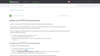 Update your EFTPS Internet password - QuickBooks Learn & Support