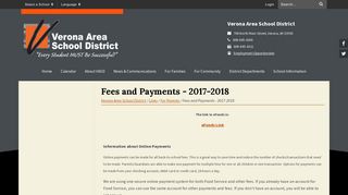 Fees and Payments - 2017-2018 - Verona Area School District