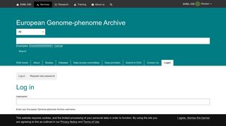 Log in | European Genome-phenome Archive - EMBL-EBI