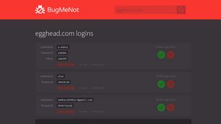 egghead.com passwords - BugMeNot