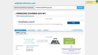 hrmisone.eghrmis.gov.my at WI. HRMIS Login Page - Website Informer