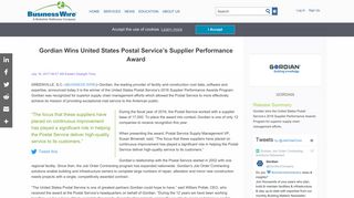 Gordian Wins United States Postal Service's Supplier Performance ...