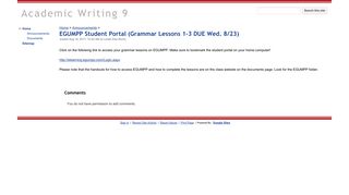 EGUMPP Student Portal (Grammar Lessons 1-3 DUE Wed. 8/23 ...