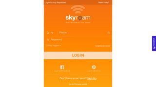 Login with mobile number - Skyroam