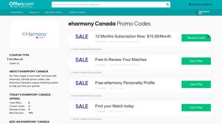 eharmony Canada Promo Codes & Coupons 2019 - Offers.com