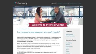 eHarmony I've received a new password, why can't I log in?