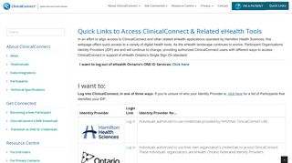 Quick Links to Access ClinicalConnect & Related eHealth Tools ...