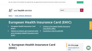 European Health Insurance Card - HSE.ie