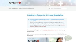Creating an Account and Course Registration – Navigator +