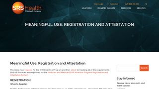 Meaningful Use: Registration and Attestation - SRS Health
