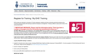 'My EHS' Training - Environmental Health & Safety - University of Toronto