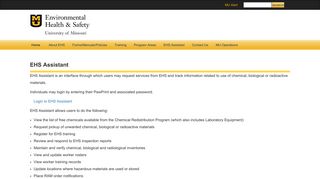 EHS Assistant Login | Environmental Health & Safety | University of ...