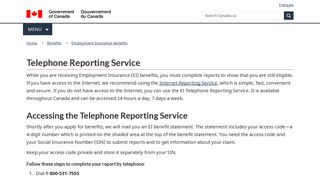 Telephone reporting service - Canada.ca