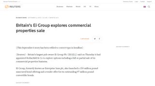 Britain's Ei Group explores commercial properties sale | Reuters