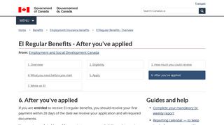 EI Regular Benefits - After you've applied - Canada.ca