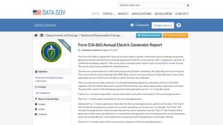 Form EIA-860 Annual Electric Generator Report - Data.gov