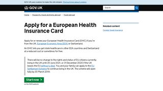 Apply for a European Health Insurance Card - GOV.UK