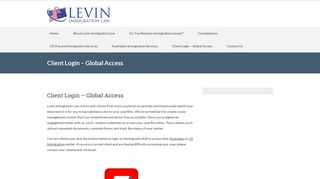 Client Login - Global Access - Levin Immigration Law