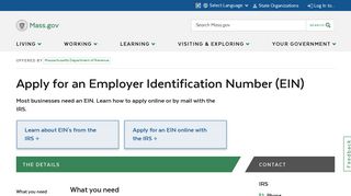 Apply for an Employer Identification Number (EIN) | Mass.gov