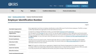 Employer Identification Number | Internal Revenue Service - IRS.gov