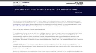 Does The IRS Accept Symbols As Part Of A Business Name? | IRS EIN ...