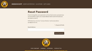 Einstein Bros Bagels - Reset Password